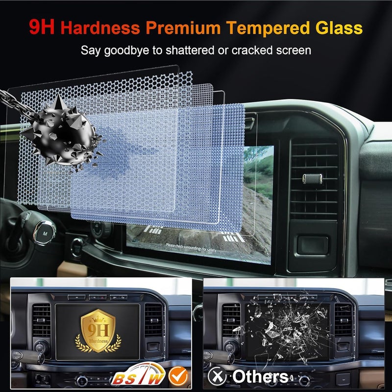 BSTW for 2025 F250 Matte Screen Protector for 2023 2024 2025 Ford F250 F350 F450 SYNC 4 12" Display for Ford F250 Super Duty Accessories Anti Glare Tempered Glass Protective Film (F250 12-In Matte) - Image 5